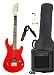 Full Size Red Electric Guitar with Amp Case and Accessories Pack Beginner Starter Package