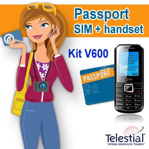 Telestial Passport Dual-IMSI SIM with Kit V600 Quad-band Handset