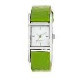 Nine West Women's NW1135WTGN Silver-Tone White Dial Green Strap Watch