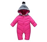 キッズ ベビー 中わた入り ロンパース 子供 服 防寒 フード付き カバーオール 赤ちゃん 前開き 秋 冬 ボディスーツ 厚手 ジャンプスーツ (ミニアウル)Miniowl ピンク XL