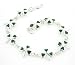 Green Enamel Irish Shamrock 3-Leaf Clover Sterling Silver Bracelet 7"