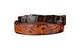 Lucchese Classics W5751 Hand Tooled Leather & Alligator Belt Mens - Mahogany