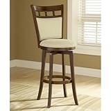 Hillsdale Jefferson 24-Inch Swivel Counter Stool with Cushion Back, Brown Cherry Finish with Woven Beige Fabric