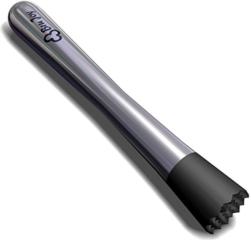 Bru Joy Cocktail Muddler Stainless Steel – Grooved Nylon Head – Free Bonus Cocktail Recipes Ebook – Make Flavour Bursting Mojitos & Juleps Drinks With Ease – Life Time Guarantee – 8-Inch Ergonomic Handle Gives Easy Mashing of Citrus Fruits, Lemon, Lime, Herbs, Spices, Cinnamon, Mint, Ice & More – Essential Home Bar Tools and Accessories – The Best Metal Alcohol Stirrer, Muddler & Mixer – Mint Crusher – Could Be Used As A Pestle Too – A Perfect Bartender’s or Mother’s/Father’s Day, Wedding, Bridal Shower, Birthday, Thanksgiving Gift & Christmas Stocking Stuffers