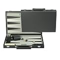 Wood Expressions Backgammon Game with Leatherette - Charcoal Gray (15")