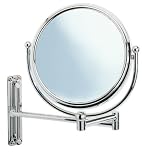 Deluxe Swivelling Arm Cosmetic Wall Mirror, 5-x magnification, Diam 20 cm, Chrome