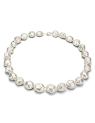 Sterling Silver 12-14mm White Faceted Nuclated Freswater Pearl 18" Necklace.