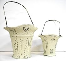 Distressed Victorian Basket w/Metal Handle (Ceramic) Large