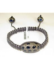Natural Sapphire Gemstone Beads Macrame Bracelet Sterling Silver Jewelry