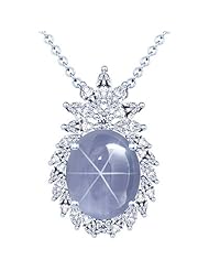 Platinum Oval Cut Blue Sapphire And Marquise Diamond Pendant