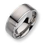 Titanium Ridged Edge 8mm Brushed and Polished Band