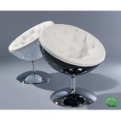 Genialer Retro Designer Sessel Cocktailsessel "COSMOS 2" Schwarz-Weiss von QUBO-DESIGN