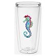 Colorful Caribbean Seahorse 16 oz Insulated Beverage Tumbler, Clear