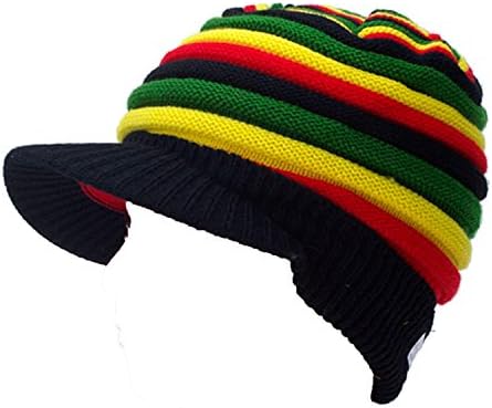 Unisex Trendy Chunky Raste Color Stretch Slouchy Cable Knit Cap Hat Cuff Beanie Shipping Included (BIN-200 RASTA)