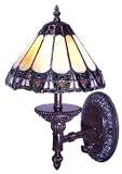 Dale Tiffany 6056/1LOS Scallop Peacock Wall Sconce Light, French Verde and Art Glass Shade