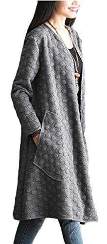 LumenLunae （るーめんるーなえ） ドット 模様 柄 カーディガン ロング コート フロント オープン グレー 灰色 / おしゃれ セレブ 大人 アウター