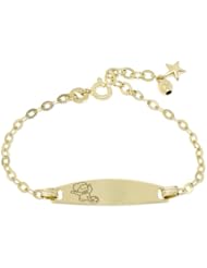 14k Yellow Gold, Rolo Cable Link Kids Children Oval ID Bracelet 8mm Wide