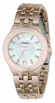 Fossil Ladies Sport Watch, Gold Plated Bracelet, White Dial AM4125