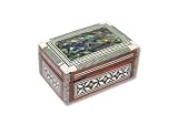 Small Handcrafted Mother of Pearl Inlaid Rectangular Wooden Egyptian Jewelry Box