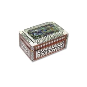 Small Handcrafted Mother of Pearl Inlaid Rectangular Wooden Egyptian Jewelry Box