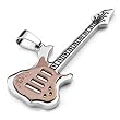 Mens Silver Coffee Stainless Steel Guitar Pendant Necklace