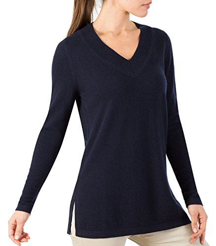 Wool Overs Women's Cashmere & Merino V Neck Tunic Sweater