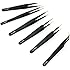 Marrywindix Non-magnetic Forceps Anti-static Black Tweezers Pack of 6pcs