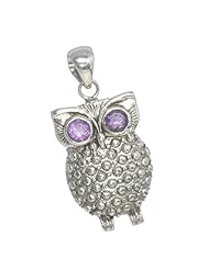 Owl Pendant with Amethyst Sterling Silver Balinese