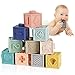 Mini Tudou Baby Blocks Soft Building Blocks Teething Chewing Toys Educational Squeeze Baby Toys Play with Numbers Animals Shapes Textures 6 Months and Up