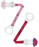 MAM I Love Daddy Double Pacifier Clip, Pink