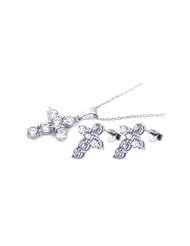 Nickel Free Sterling Silver Pendant & Earring Sets Cross CZ Set