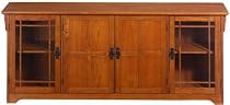 Craftsman Lowboy Sideboard Buffet Table W / Four Doors 72"w Dark Oak