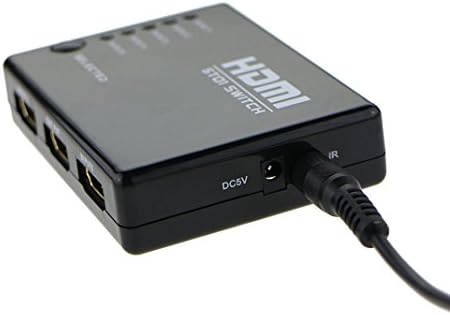 JiaMao Utility Advanced Convenience Safety Intelligent HDMI Switch Mini Box with 5-In-1 Port Remote Control External IR Receiver Cable Black