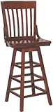 AC Furniture 2997 Bar Stool with Slat Back & Wood Saddle Seat