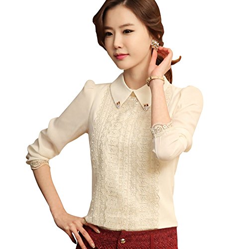 【ARINCO】 エレガント レース 刺繍 襟 フクロウ チャーム ブラウス レディース フィス スタイル 選べる サイズ S M L XL XXL