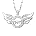Sterling Silver Heart Love Angel Wing Mothers Day Diamond Pendant Necklace (GH, I1-I2, 0.25 carat)