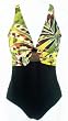 Marsol Missy 1PC Midriff Twist Swimsuit with Medallion Black/GreenPrint Print Sizes 32(8) - 38(14)