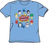  : Justice League JUSTICE HEAD CIRCLE Carolina Blue Adult DC Comics T-shirt Tee Shirt