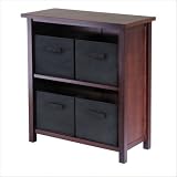 Storage Shelf Table with 4 Foldable Basket, Rack, Chest