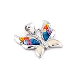 Sterling Silver Murano Millefiori Butterfly Pendant