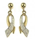 Image of 9ct Yellow Gold Ladies 7pt Diamond Fancy Earring Drops