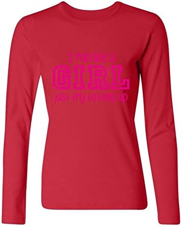 HnHaigg Women's I Run Like A Girl Funny Long Sleeve T-Shirt Red M