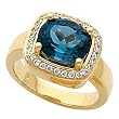 14K Yellow Gold London Blue Topaz and Diamond Ring