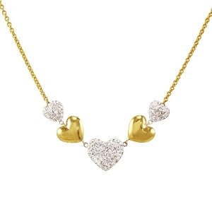 Bonded Silver and 10k Gold Crystal Heart Necklace, 18″|10k Gold Crystal Heart Necklace Bonded Silver and 10k Gold Crystal Heart Necklace, 18″|10k Gold Crystal Heart Necklace