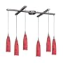 Elk 501-6FR 6-Light Pendant In Satin Nickel And Fire Red Glass