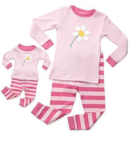 Leveret Matching Bee Flower Doll & Kid 2 Piece Pajama 100% Cotton (2-10 Years)