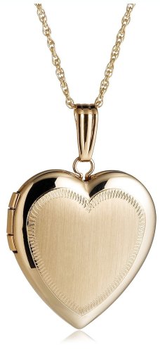 14k Yellow Gold Satin-Finish Heart Locket, 18