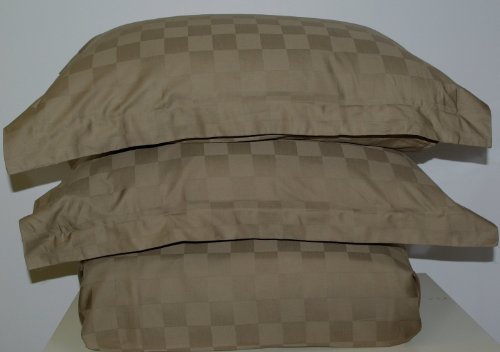 Taupe with Woven Checkered 300 Thread Count Full/queen Size Duvet Cover Set 100 % Egyptian Cotton 3pc Comforter Cover Set Button Enclosure By Sheetsnthings
