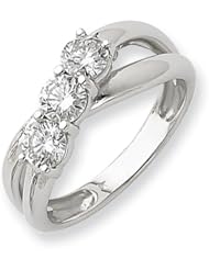 Ann Harrington Jewelry 14k White Gold .96 Ct Tw 3 Stone Diamond Ring