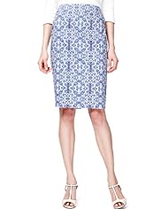 Cotton Rich Paisley Print Pencil Skirt